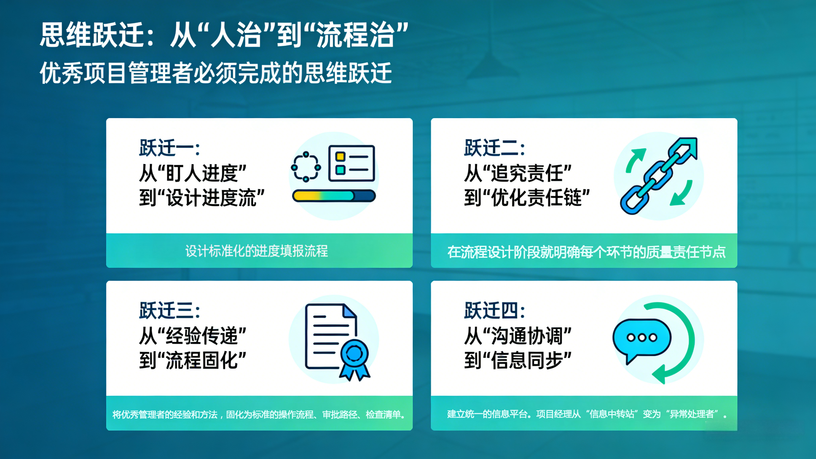 从“管人”到“管流程”:优秀项目管理者必须完成的思维跃迁